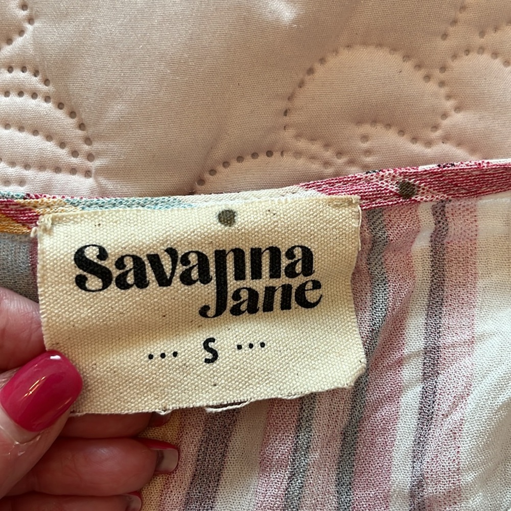 Savanna Jane Striped Floral Tassel Blouse - Picture 6 of 8